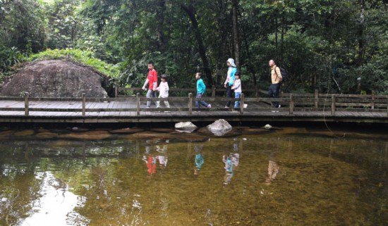 2022年5月3日，游客在海南熱帶雨林國(guó)家公園五指山片區(qū)游覽。新華社記者 楊冠宇攝